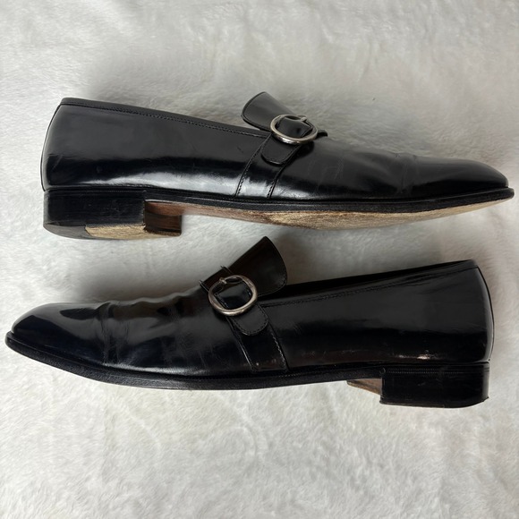 Salvatore Ferragamo Black Leather Monk Strap Loafers Men\'s‎ 11B Italy Luxury main image 9